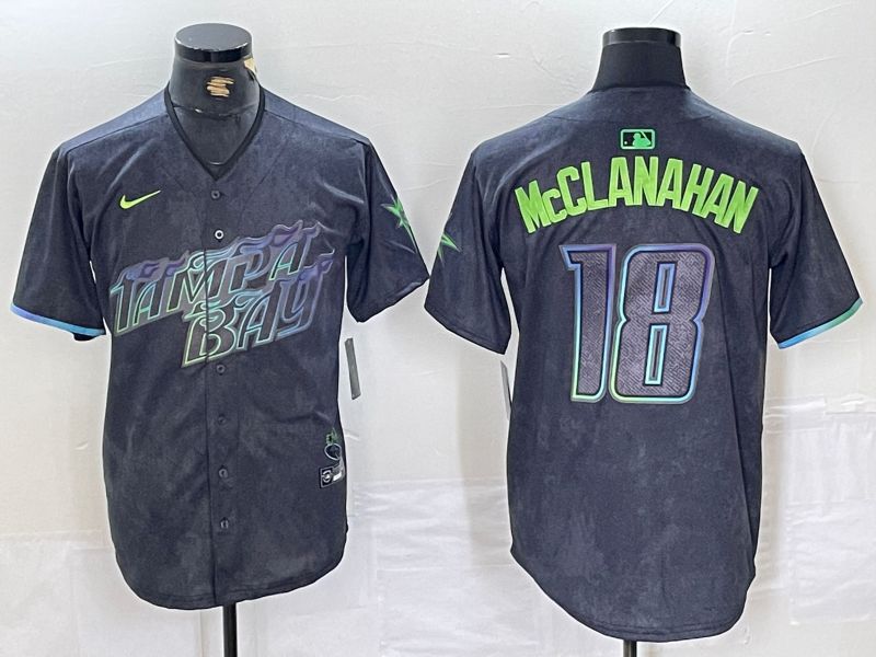 Men Tampa Bay Rays 18 McClanahan Nike MLB Limited City Connect Black 2024 Jersey style 5